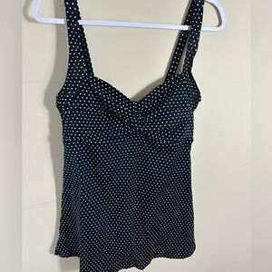 Gabar Romper Bathing Suit vintage 90s black white polka dot swim dress size 14